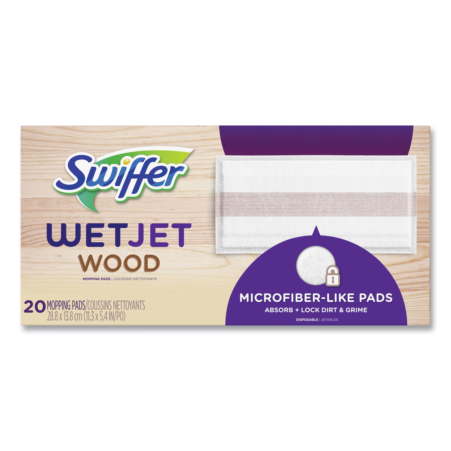 Swiffer WetJet System Wood Mopping Pad, 5.4 x 11.3, White, 20/Pack (76563)