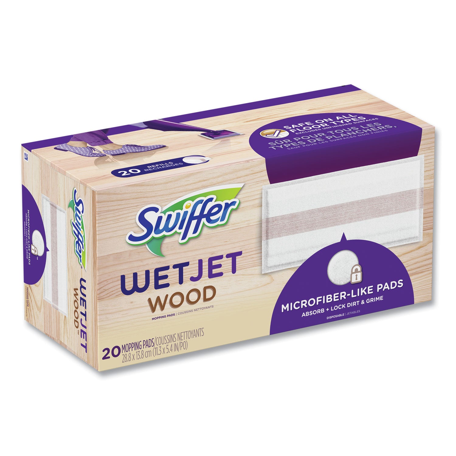 Swiffer WetJet System Wood Mopping Pad, 5.4 x 11.3, White, 20/Pack (76563)