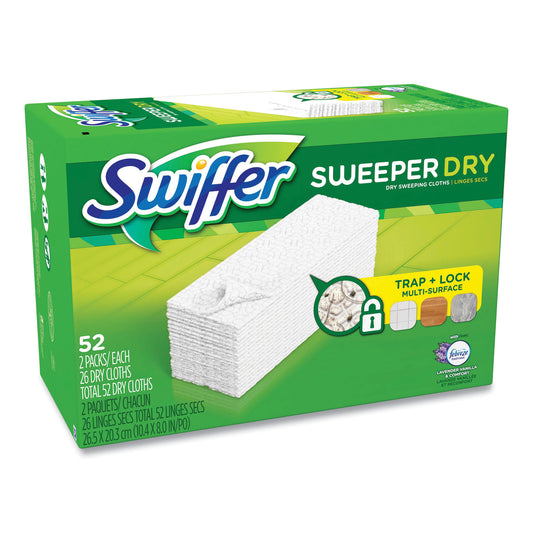 Swiffer Dry Refill Cloths, 1-Ply, 10.63" x 8", Lavender and Vanilla, White, 52/Box (99039)