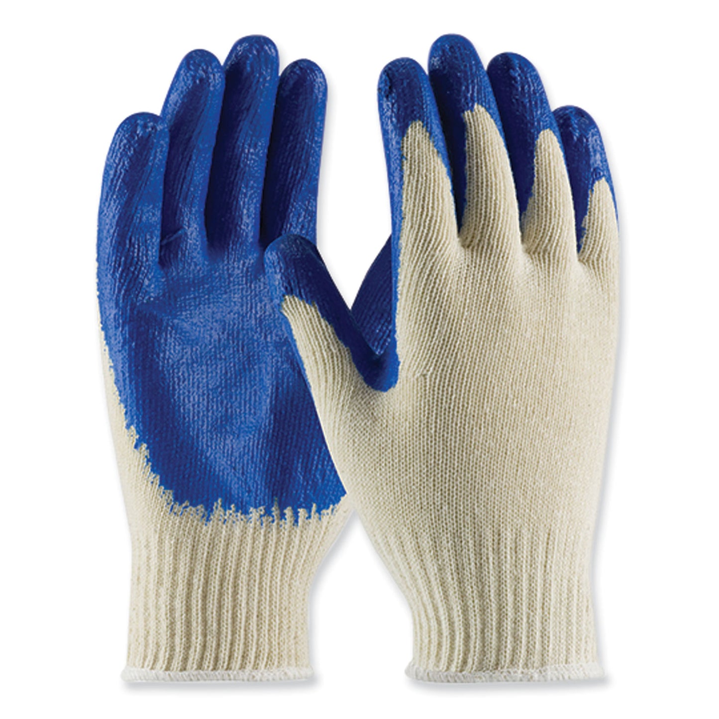 PIP Seamless Knit Cotton/Polyester Gloves, Regular Grade, Medium, Natural/Blue, 12 Pairs (39C122M)