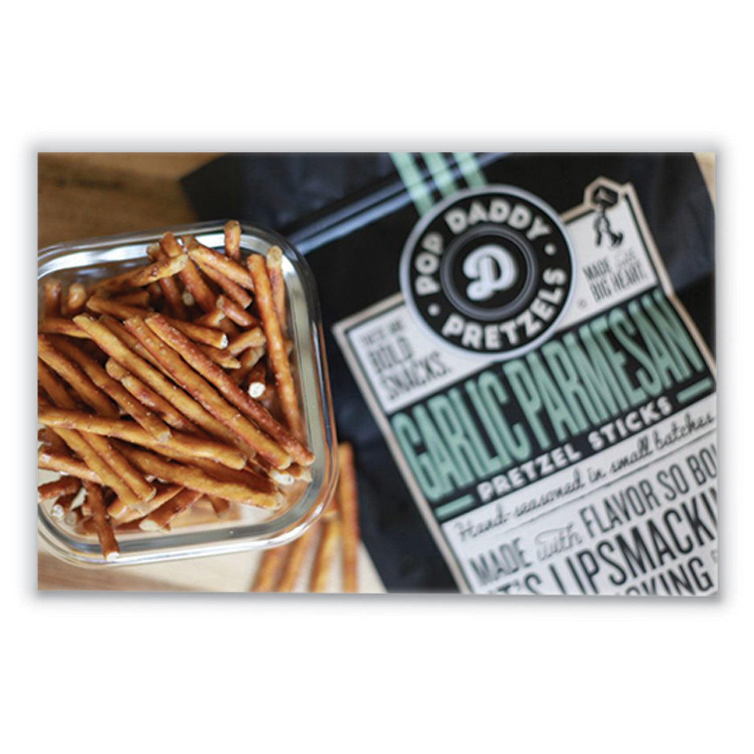 Pop Daddy Garlic Parmesan Pretzel Sticks, 3 oz Bag, 15/Carton (00557)