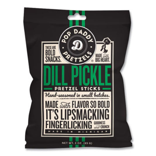 Pop Daddy Dill Pickle Pretzel Sticks, 3 oz Bag, 15/Carton (00561)