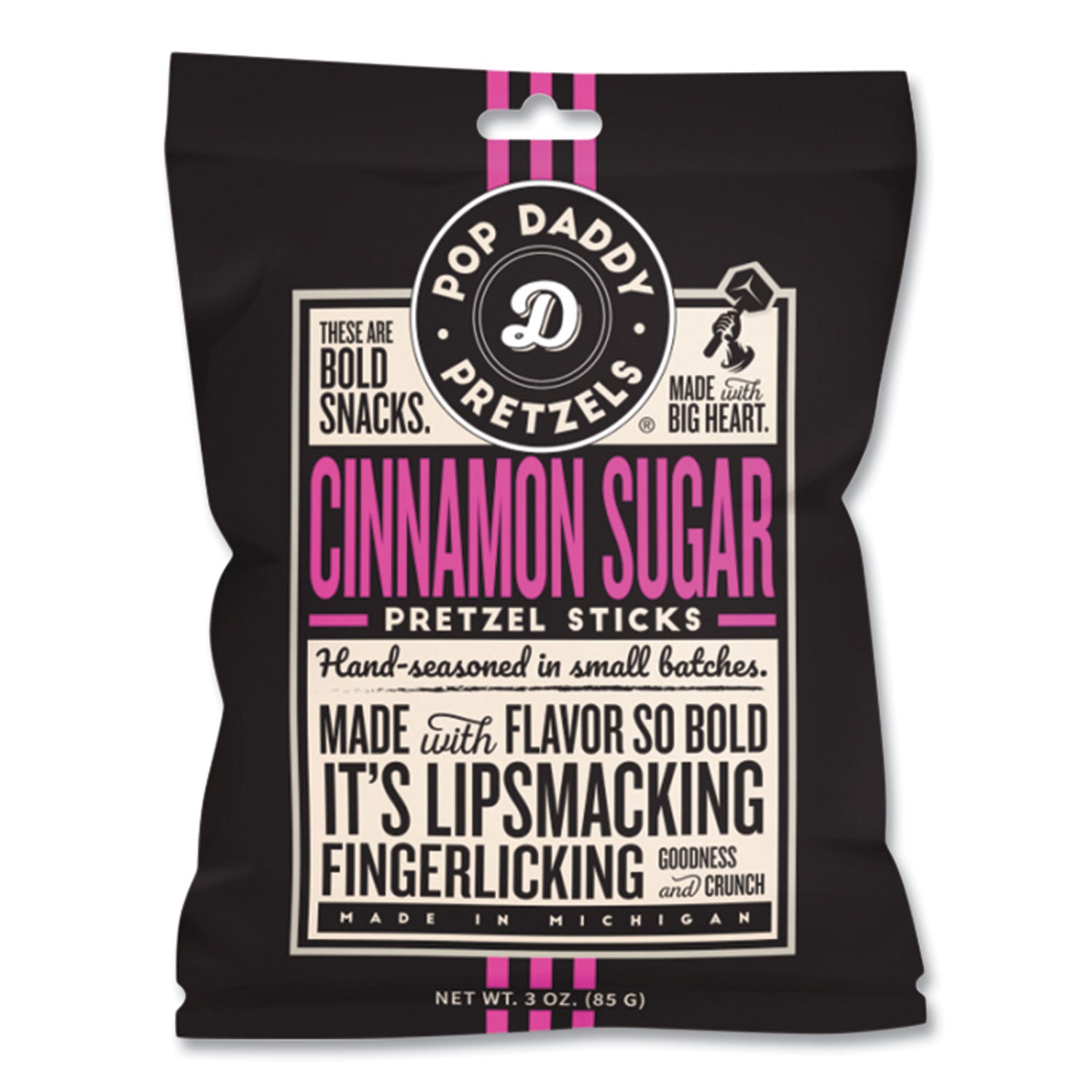 Pop Daddy Cinnamon Sugar Pretzel Sticks, 3 oz Bag, 15/Carton (00583)