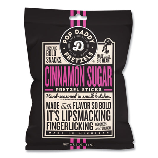 Pop Daddy Cinnamon Sugar Pretzel Sticks, 3 oz Bag, 15/Carton (00583)