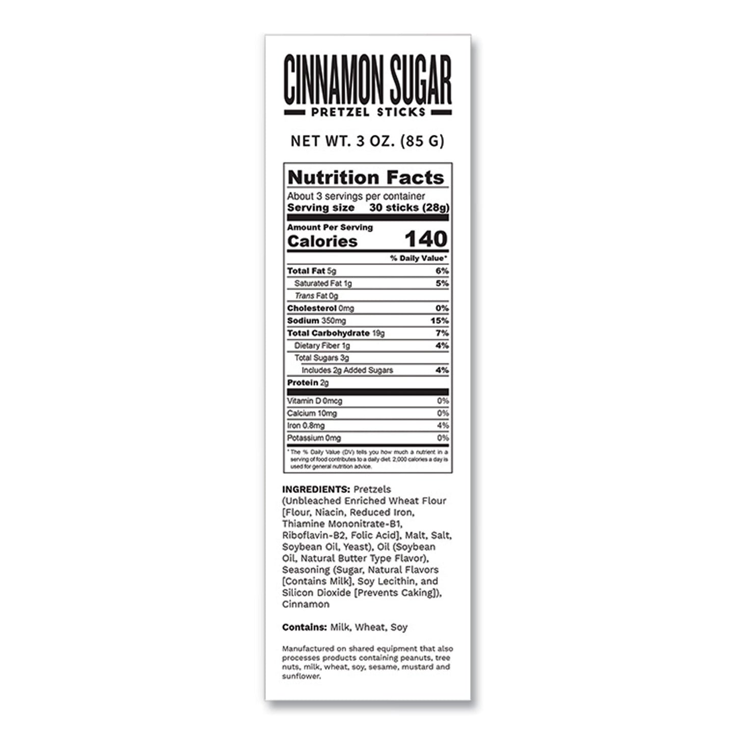 Pop Daddy Cinnamon Sugar Pretzel Sticks, 3 oz Bag, 15/Carton (00583)