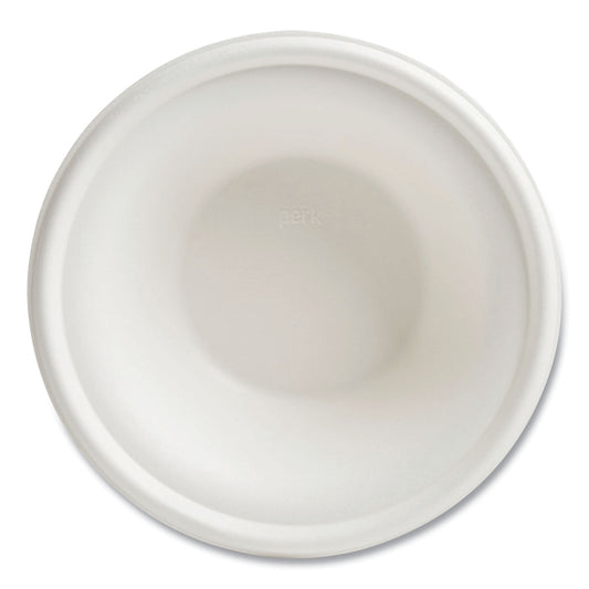 Perk PFAS-Free Compostable Bagasse Bowls, 12 oz, White, 125/Pack (61285)