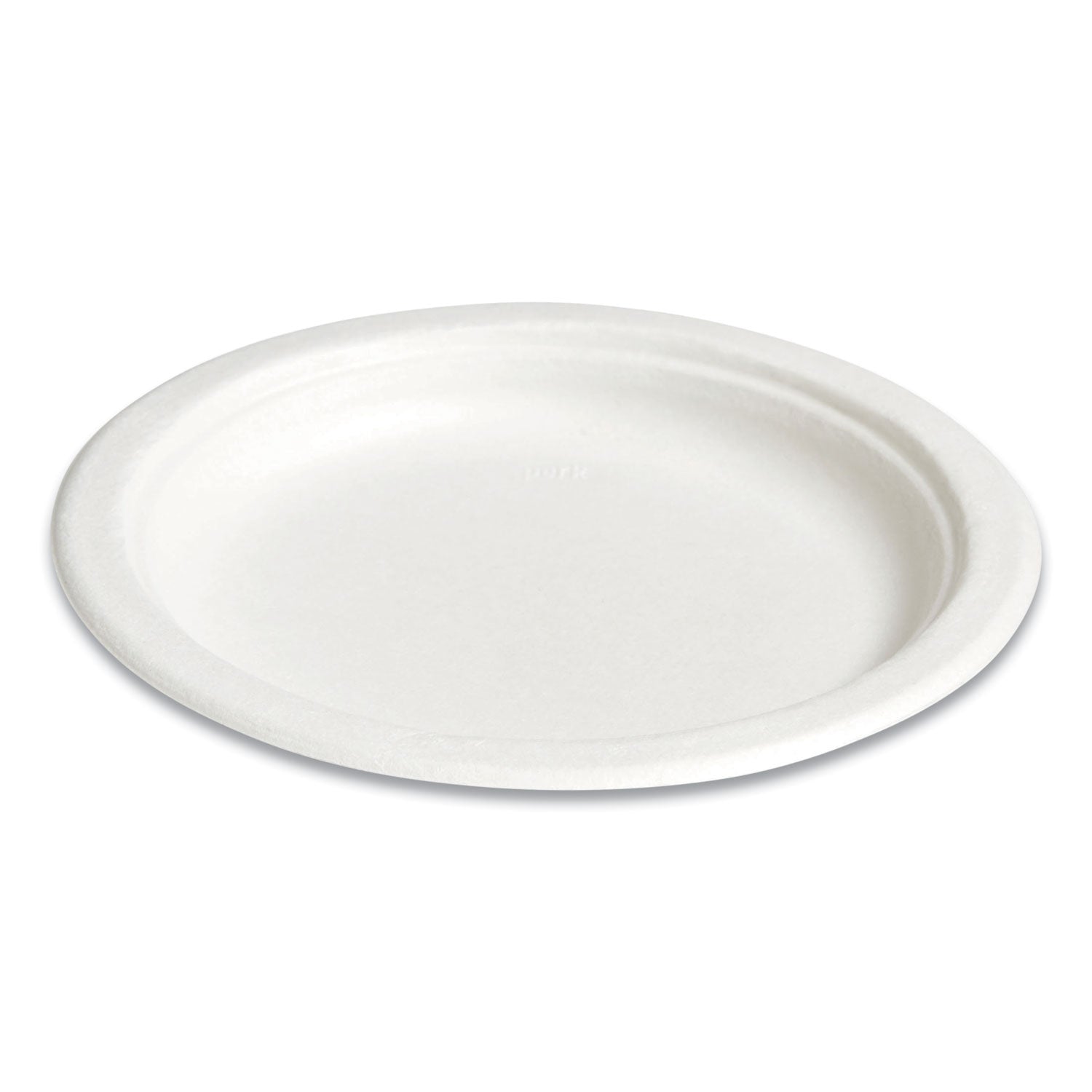 Perk PFAS-Free Compostable Bagasse Plates, 6" dia, White, 250/Pack (61286)