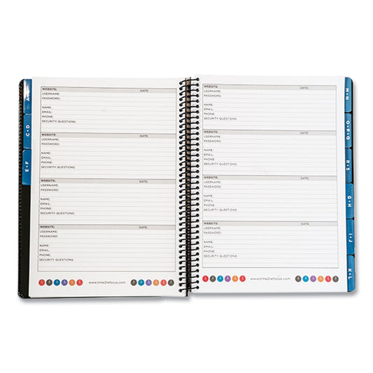 Re-focus the Creative Office Executive Format Password Log Book, 576 Total Entries, 4 Entries/Page, Black Faux-Leather Cover, (72) 10 x 7.6 Sheets (EXPWBOOKBLK)