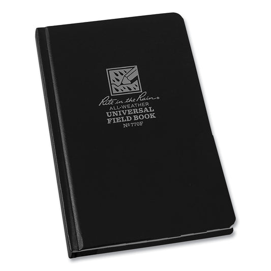 Rite in the Rain All-Weather Hardbound Notebook, Universal: Narrow Rule and Quadrille Rule, Black Cover, (80) 7.25 x 4.38 Sheets (770F)