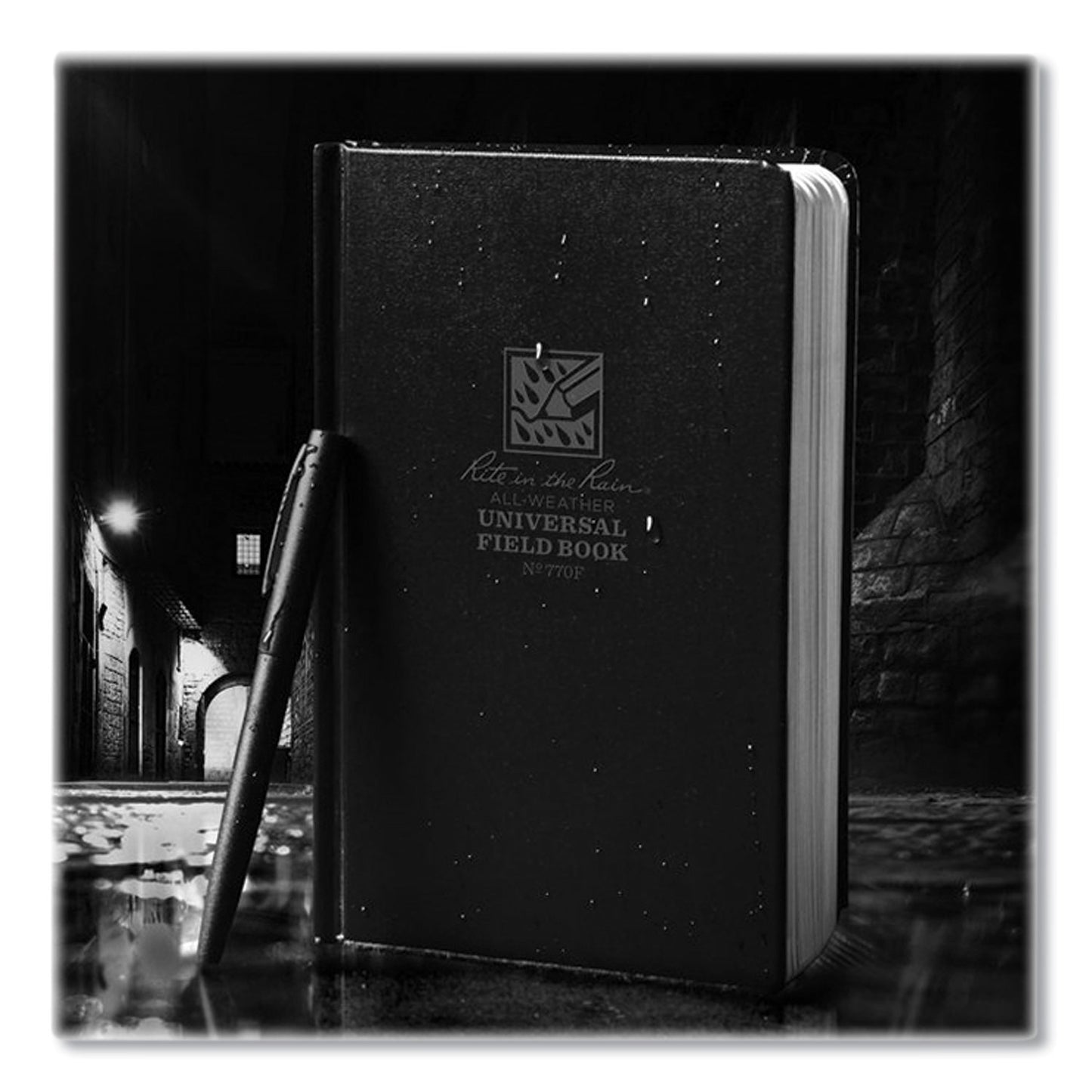 Rite in the Rain All-Weather Hardbound Notebook, Universal: Narrow Rule and Quadrille Rule, Black Cover, (80) 7.25 x 4.38 Sheets (770F)