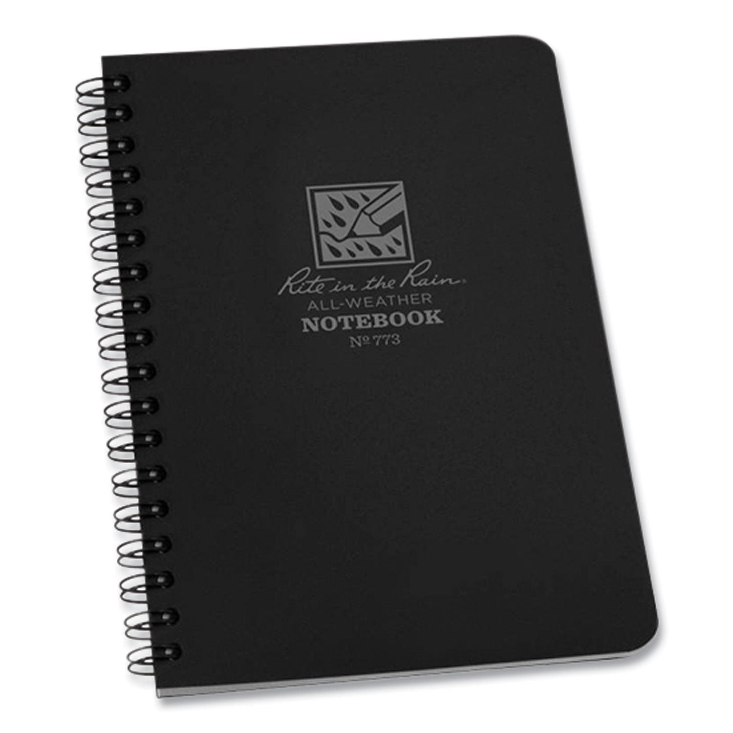 Rite in the Rain All-Weather Wire-O Notebook, Universal: Narrow Rule and Quadrille Rule, Black Cover, (32) 7 x 4.63 Sheets (773)