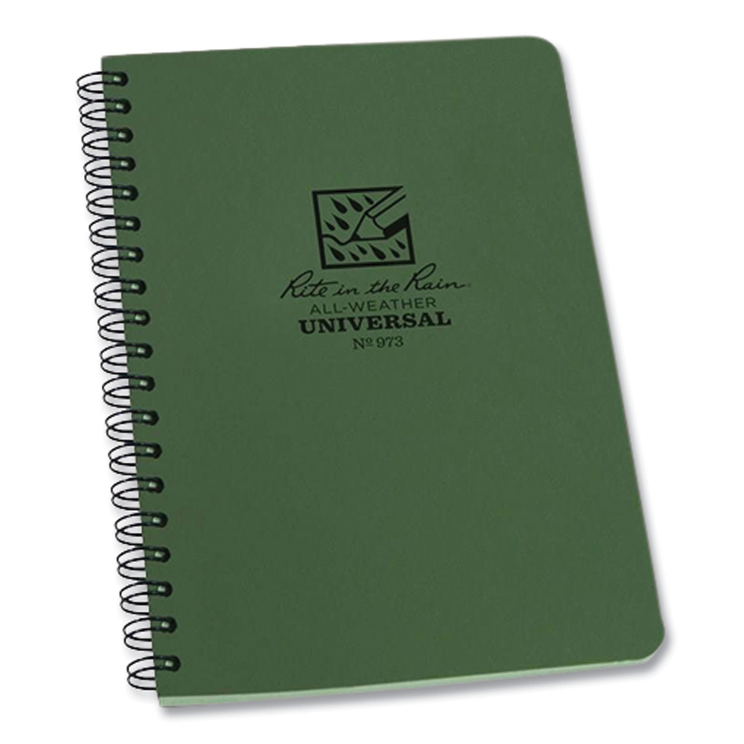 Rite in the Rain All-Weather Wire-O Notebook, Universal: Narrow Rule and Quadrille Rule, Dark Green Cover, (32) 7 x 4.63 Sheets (973)