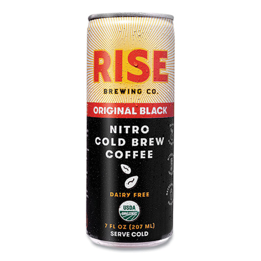 RISE Brewing Co. Nitro Cold Brew Latte, Original Black, 7 oz Can, 12/Carton (00043)