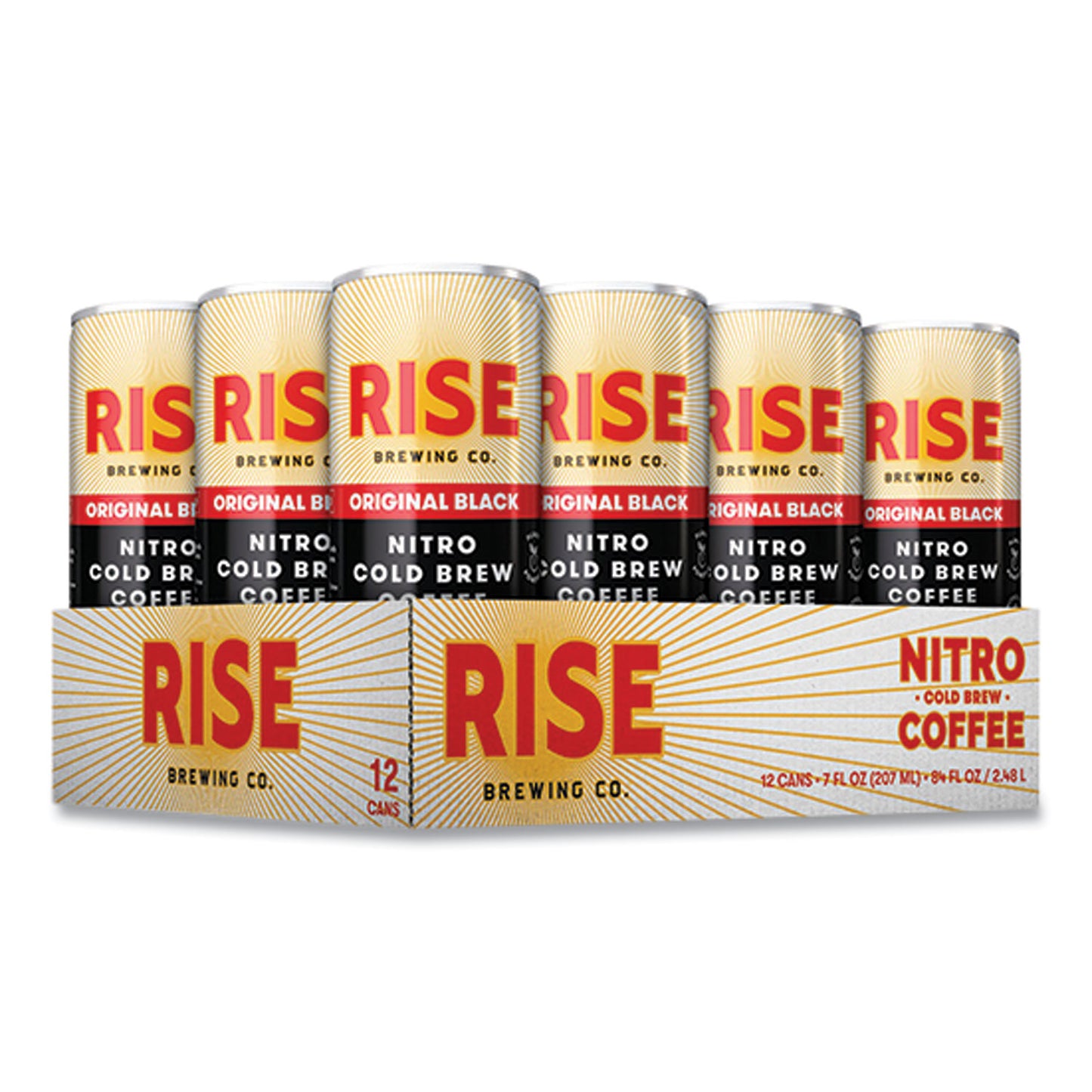 RISE Brewing Co. Nitro Cold Brew Latte, Original Black, 7 oz Can, 12/Carton (00043)