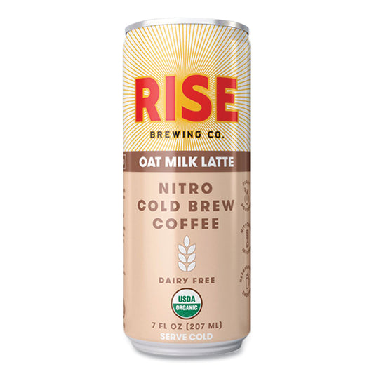 RISE Brewing Co. Nitro Cold Brew Latte, Oat Milk, 7 oz Can, 12/Carton (00045)