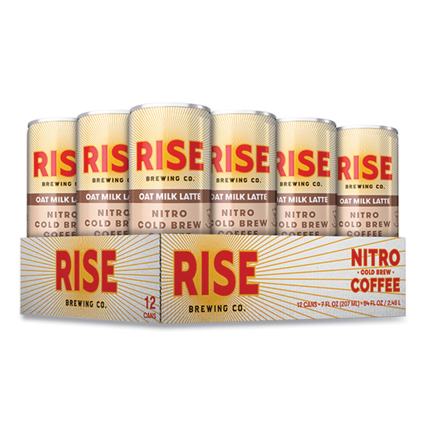 RISE Brewing Co. Nitro Cold Brew Latte, Oat Milk, 7 oz Can, 12/Carton (00045)