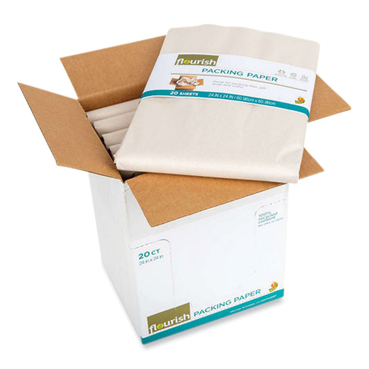 Flourish 100% Recycled Paper Packing Sheets, 24" x 24", Natural, 20/Pack (287431)