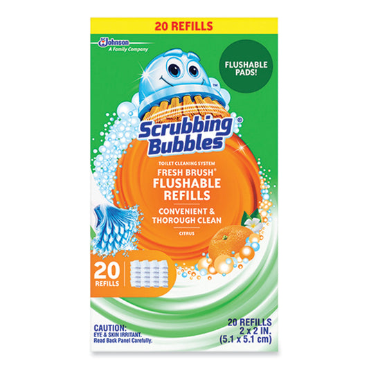 Scrubbing Bubbles Fresh Brush Toilet Cleaning System Refill, Citrus Scent, 20/Pack (301802)