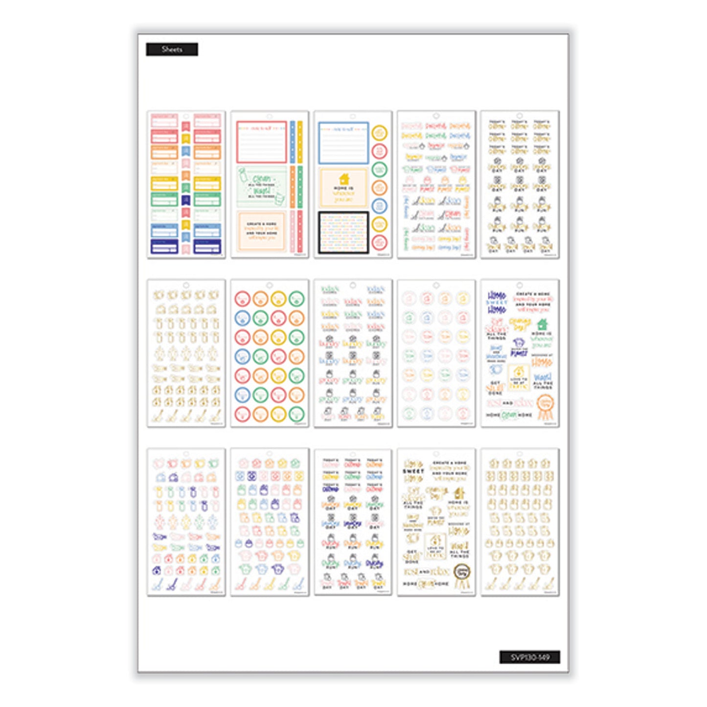 The Happy Planner Essentials Home Classic Stickers, Productivity Theme, 734 Stickers (SVP130149)