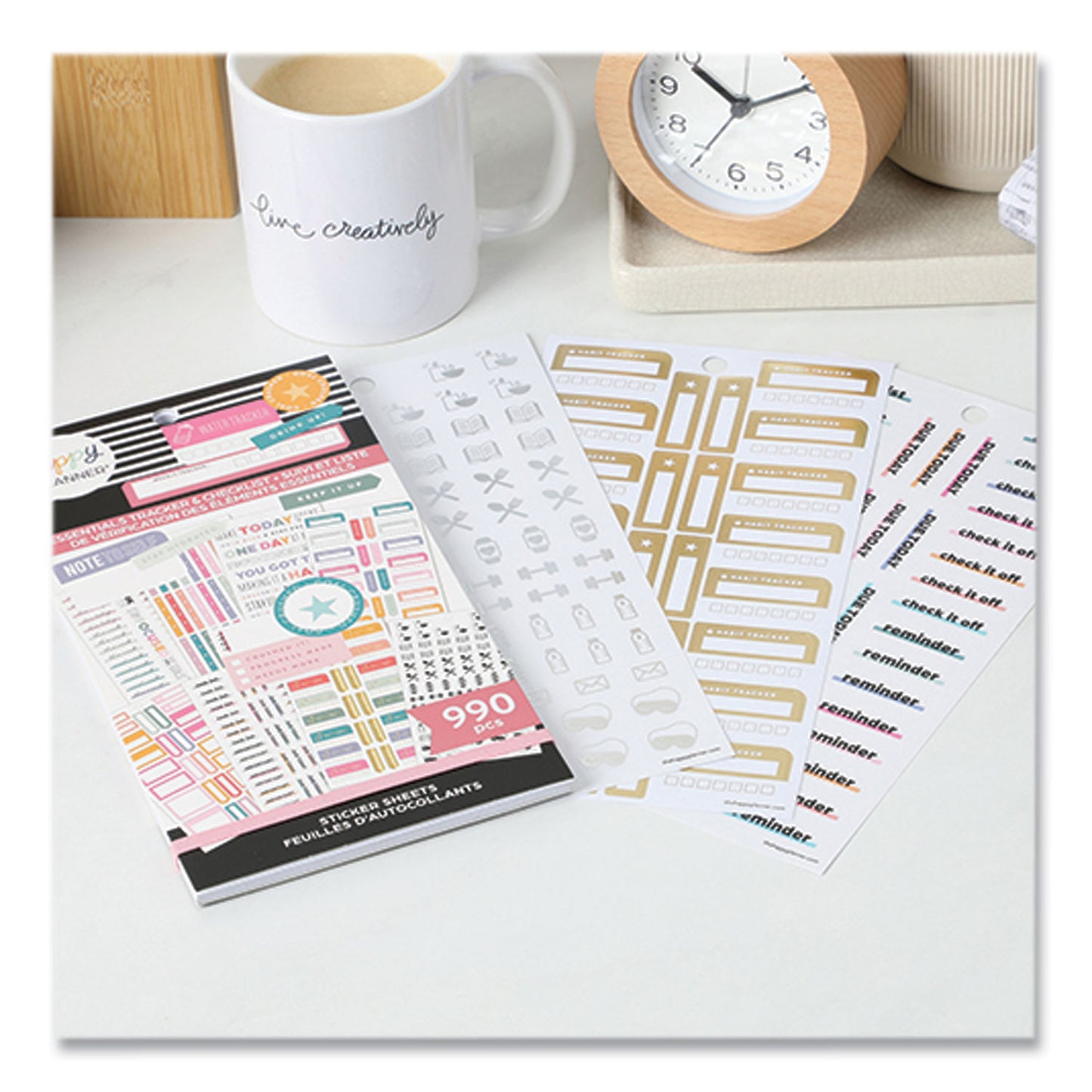 The Happy Planner Essentials Tracker & Checklist Classic Stickers, Productivity Theme, 990/Pack (SVP130151)