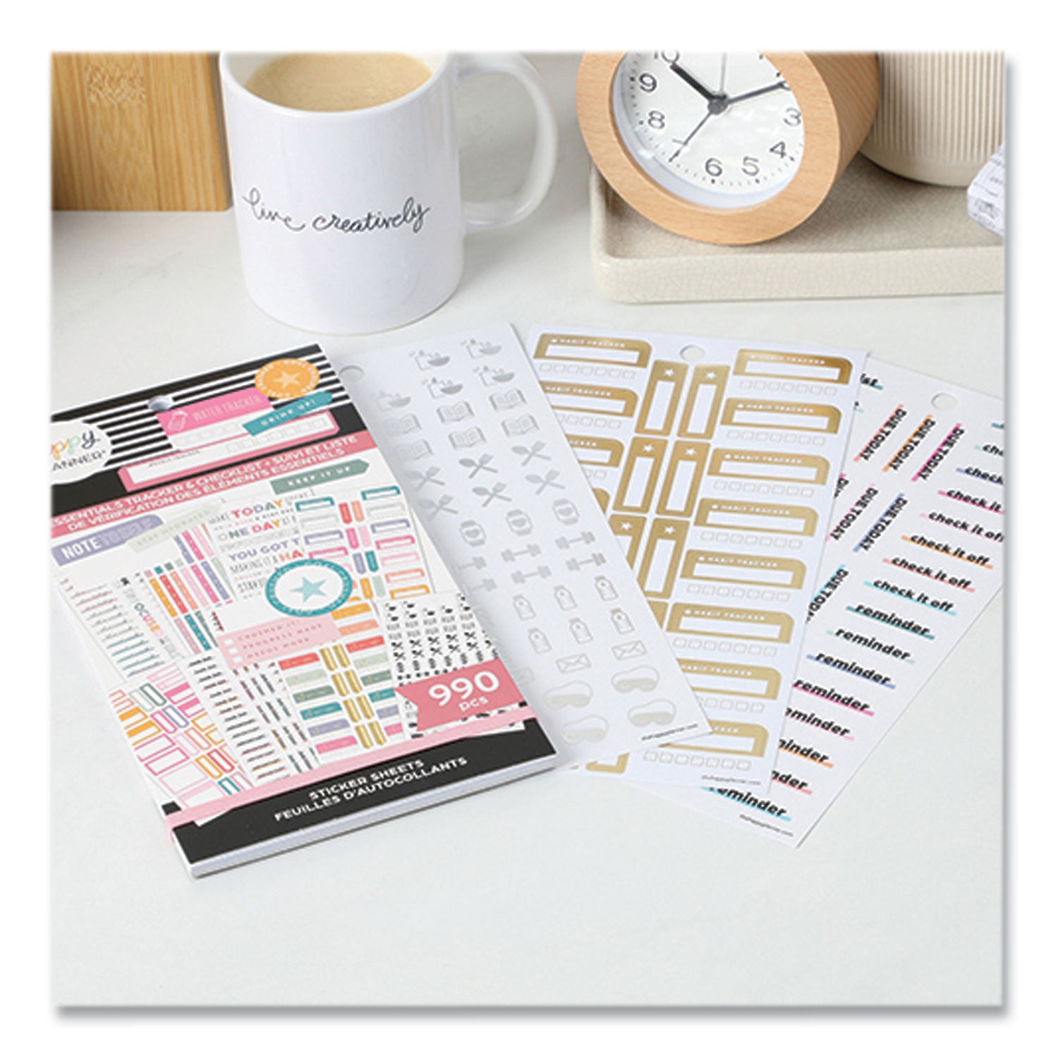 The Happy Planner Essentials Tracker & Checklist Classic Stickers, Productivity Theme, 990/Pack (SVP130151)