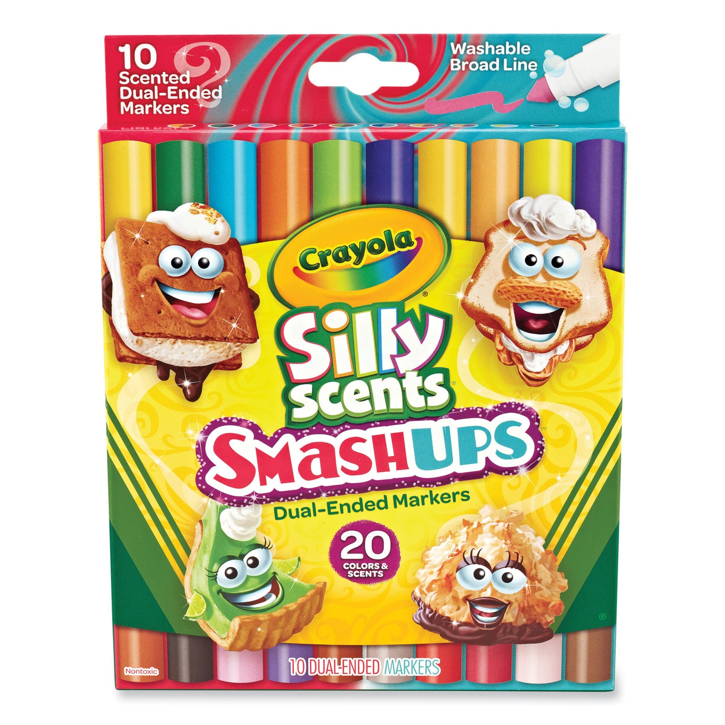 Crayola Silly Scents Smash Up Dual Ended Markers, Broad Tip, Assorted, 10/Pack (588342)