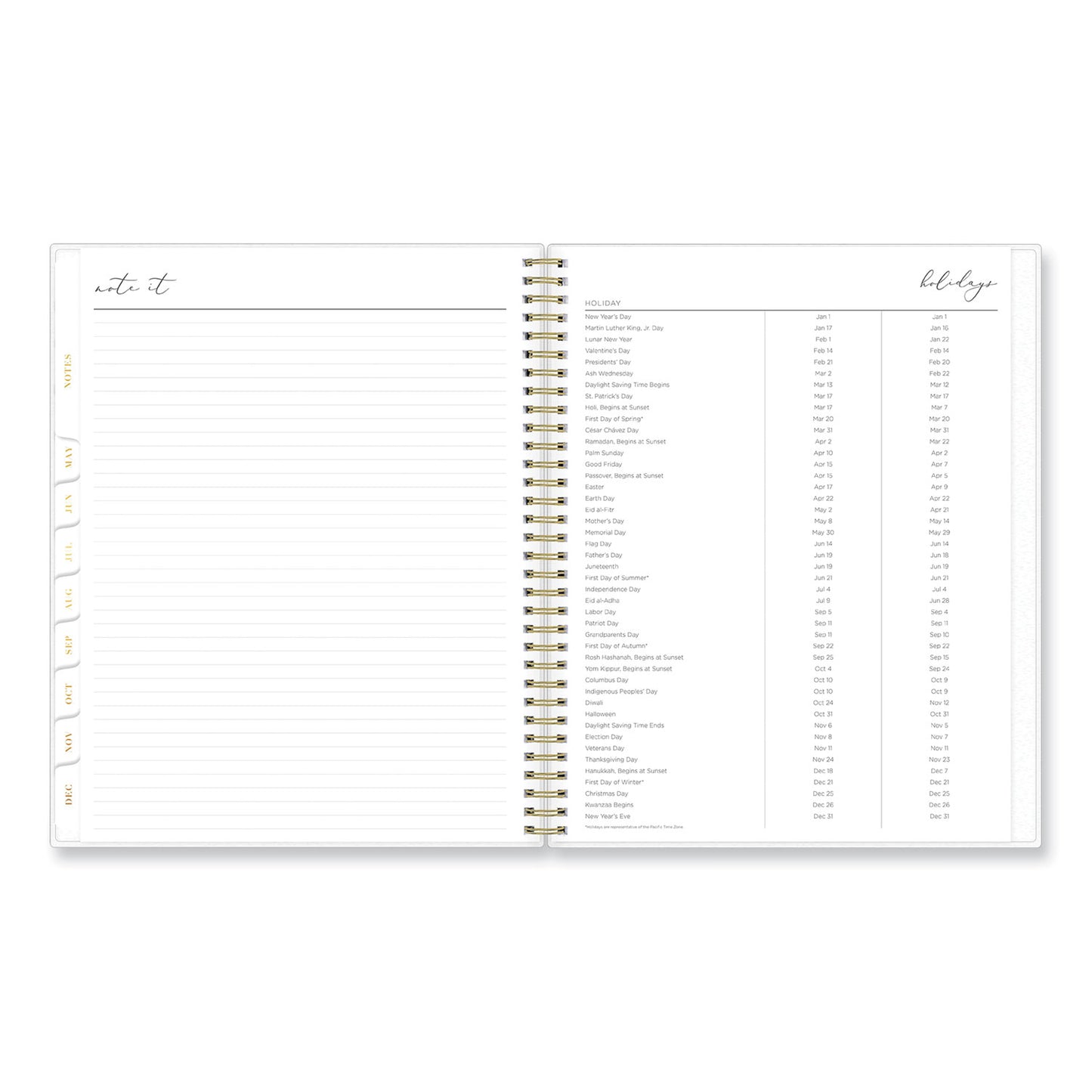 Blue Sky Life Note-It Leah Weekly/Monthly Notes Planner, Floral Artwork, 11 x 8.5, Gray/Pink/White Cover, 12-Month (Jan to Dec): 2025 (139479)