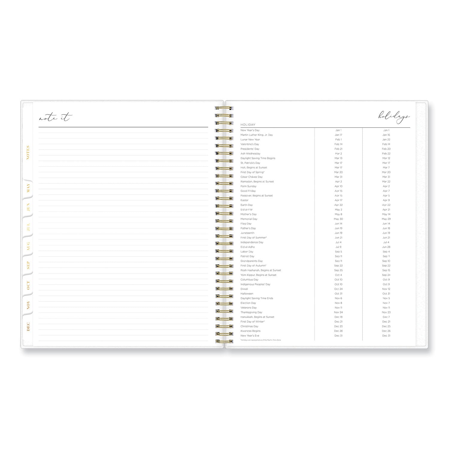 Blue Sky Life Note-It Leah Weekly/Monthly Notes Planner, Floral Artwork, 11 x 8.5, Gray/Pink/White Cover, 12-Month (Jan to Dec): 2025 (139479)