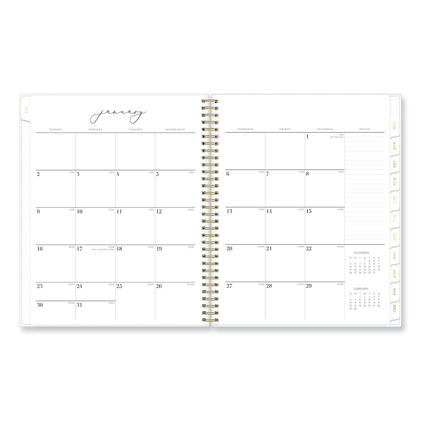Blue Sky Life Note-It Leah Weekly/Monthly Notes Planner, Floral Artwork, 11 x 8.5, Gray/Pink/White Cover, 12-Month (Jan to Dec): 2025 (139479)