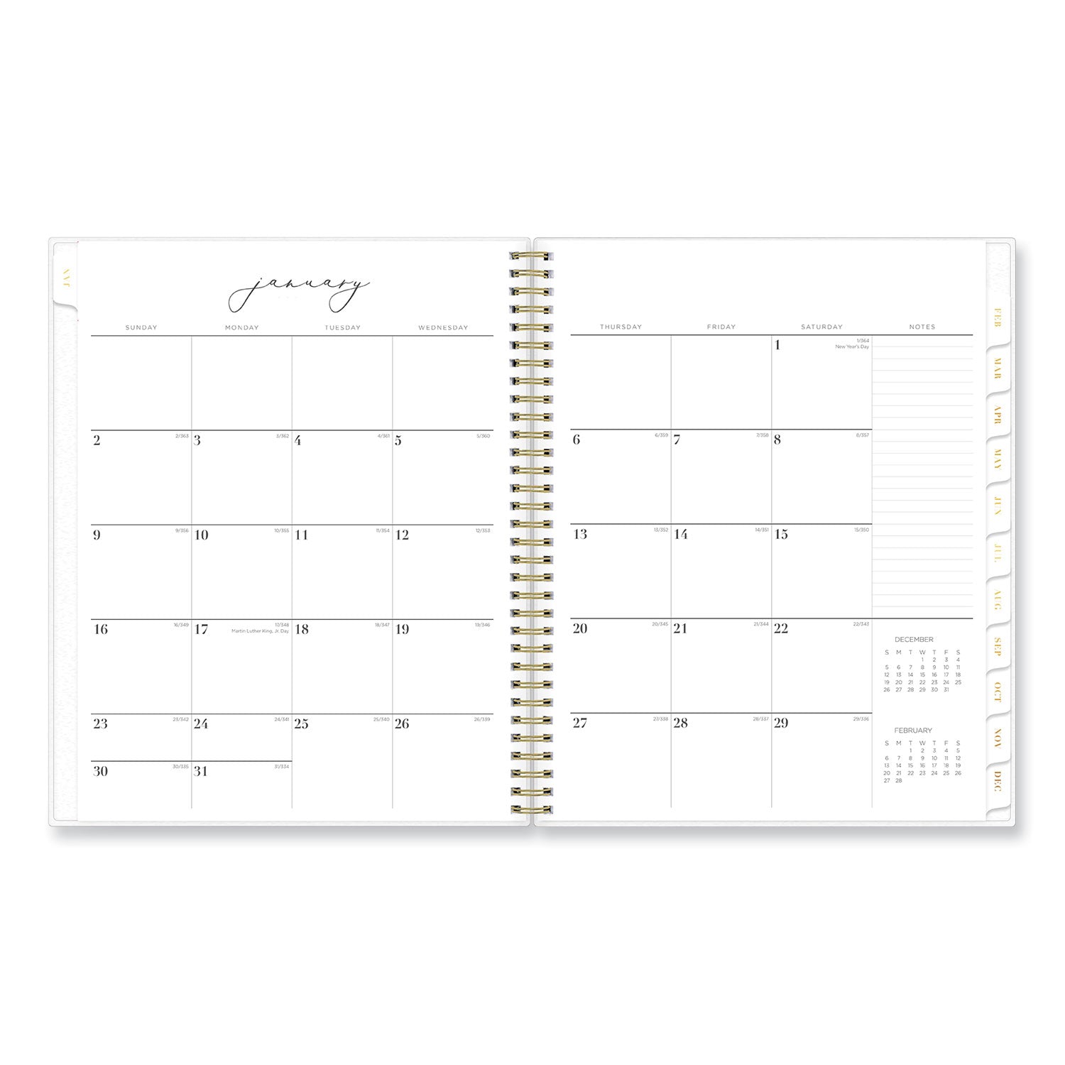 Blue Sky Life Note-It Leah Weekly/Monthly Notes Planner, Floral Artwork, 11 x 8.5, Gray/Pink/White Cover, 12-Month (Jan to Dec): 2025 (139479)