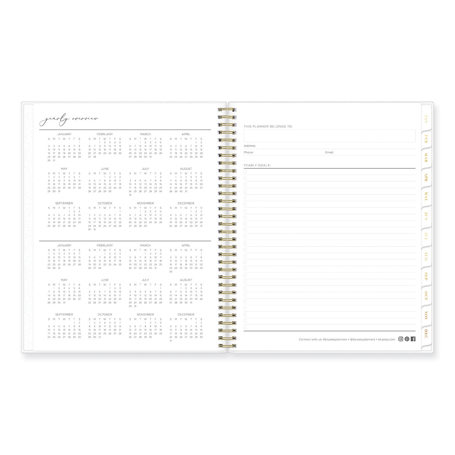 Blue Sky Life Note-It Leah Weekly/Monthly Notes Planner, Floral Artwork, 11 x 8.5, Gray/Pink/White Cover, 12-Month (Jan to Dec): 2025 (139479)