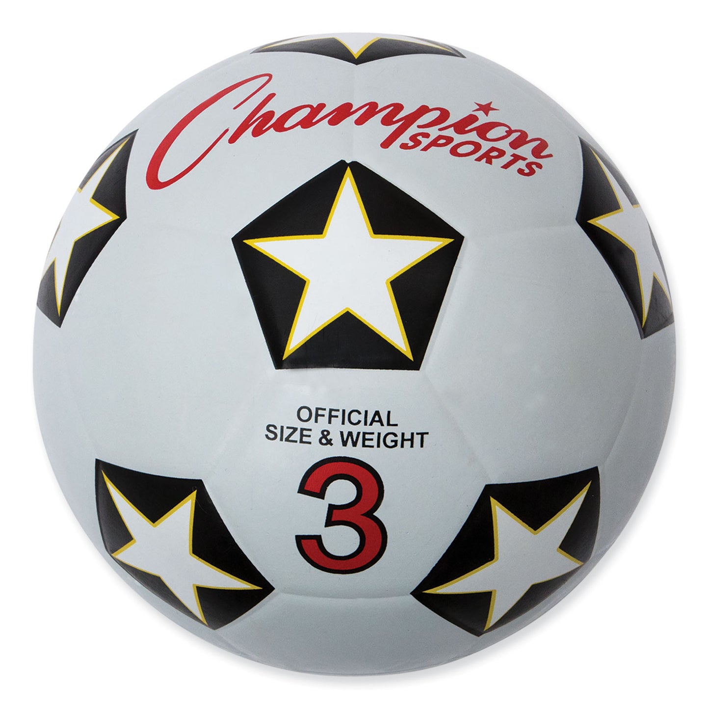 Champion Sports Rubber Sports Ball, For Soccer, No. 3 Size, White/Black (SRB3)