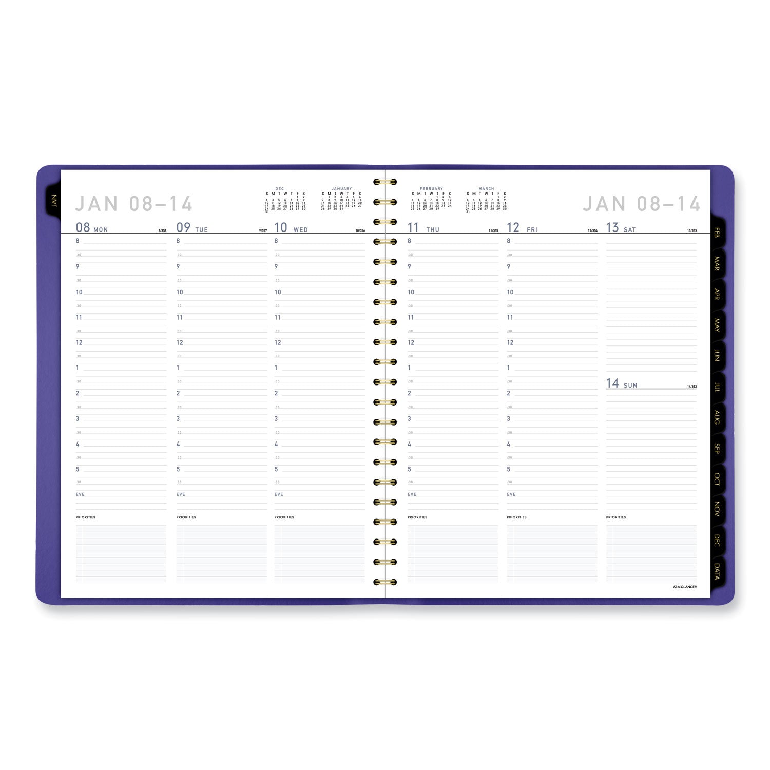 AT-A-GLANCE Contemporary Weekly/Monthly Planner, 11.38 x 9, Purple Cover, 12-Month (Jan to Dec): 2025 (70940X14)