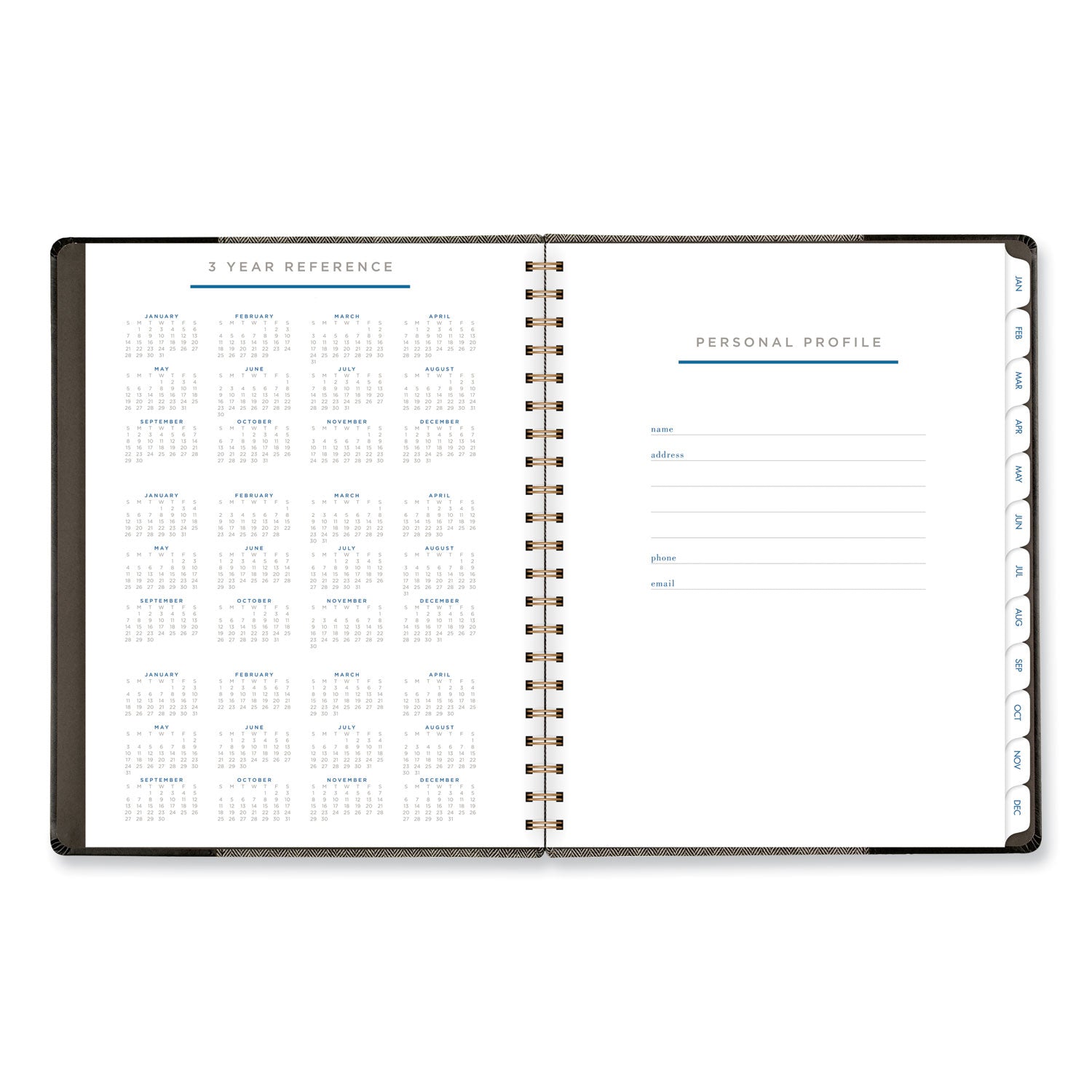 AT-A-GLANCE Signature Collection Black/Gray Felt Weekly/Monthly Planner, 11.25 x 9.5, Black/Gray Cover, 13-Month: Jan 2025 to Jan 2026 (YP90505)