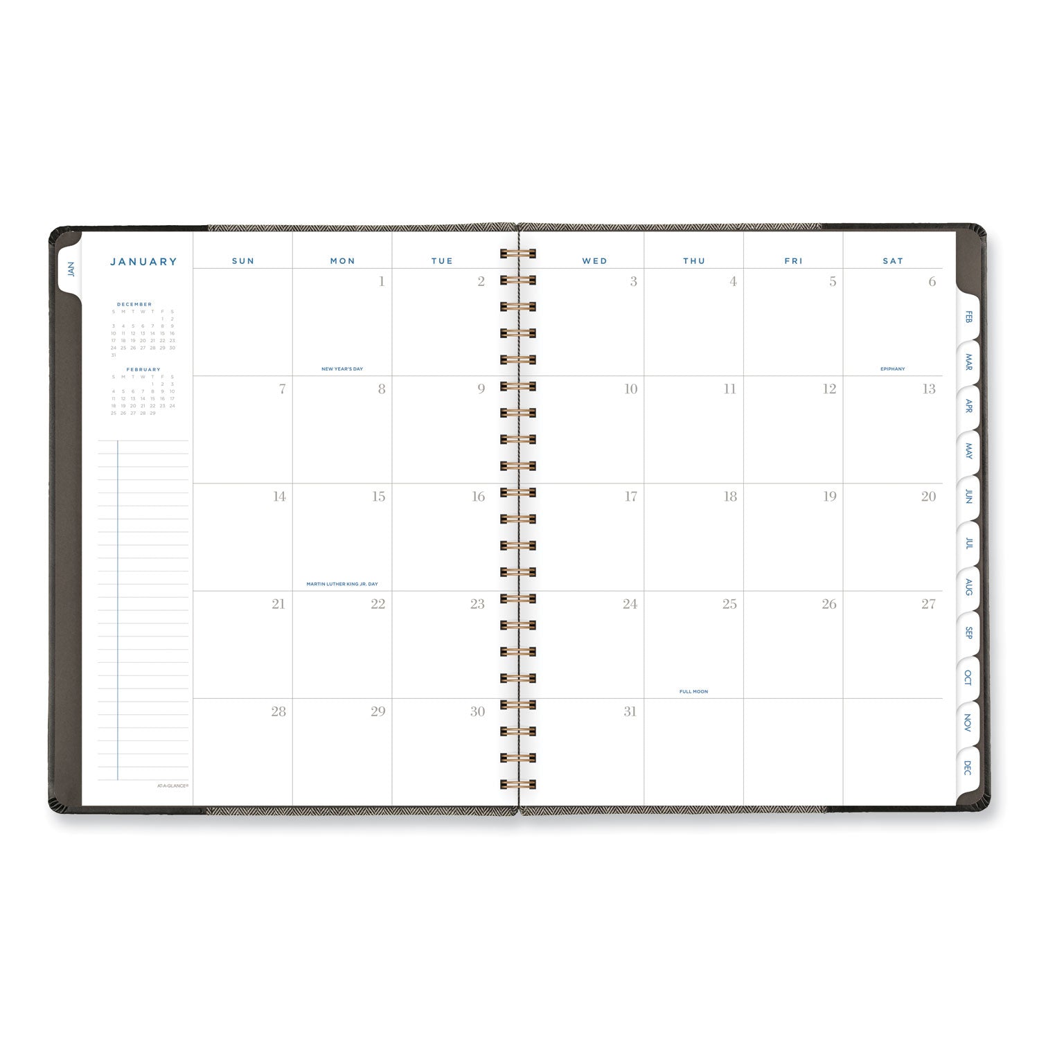 AT-A-GLANCE Signature Collection Black/Gray Felt Weekly/Monthly Planner, 11.25 x 9.5, Black/Gray Cover, 13-Month: Jan 2025 to Jan 2026 (YP90505)