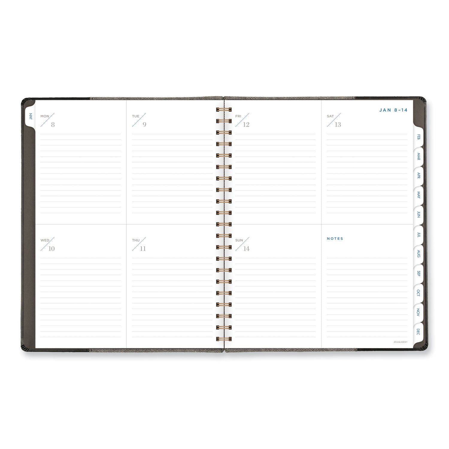 AT-A-GLANCE Signature Collection Black/Gray Felt Weekly/Monthly Planner, 11.25 x 9.5, Black/Gray Cover, 13-Month: Jan 2025 to Jan 2026 (YP90505)