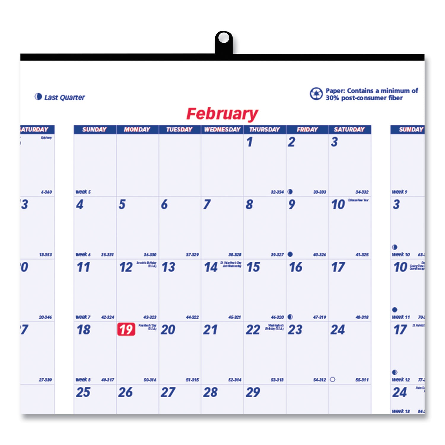 Brownline Yearly Wall Calendar, 24 x 36, White/Blue Sheets, 12-Month (Jan to Dec): 2025 (C172212)