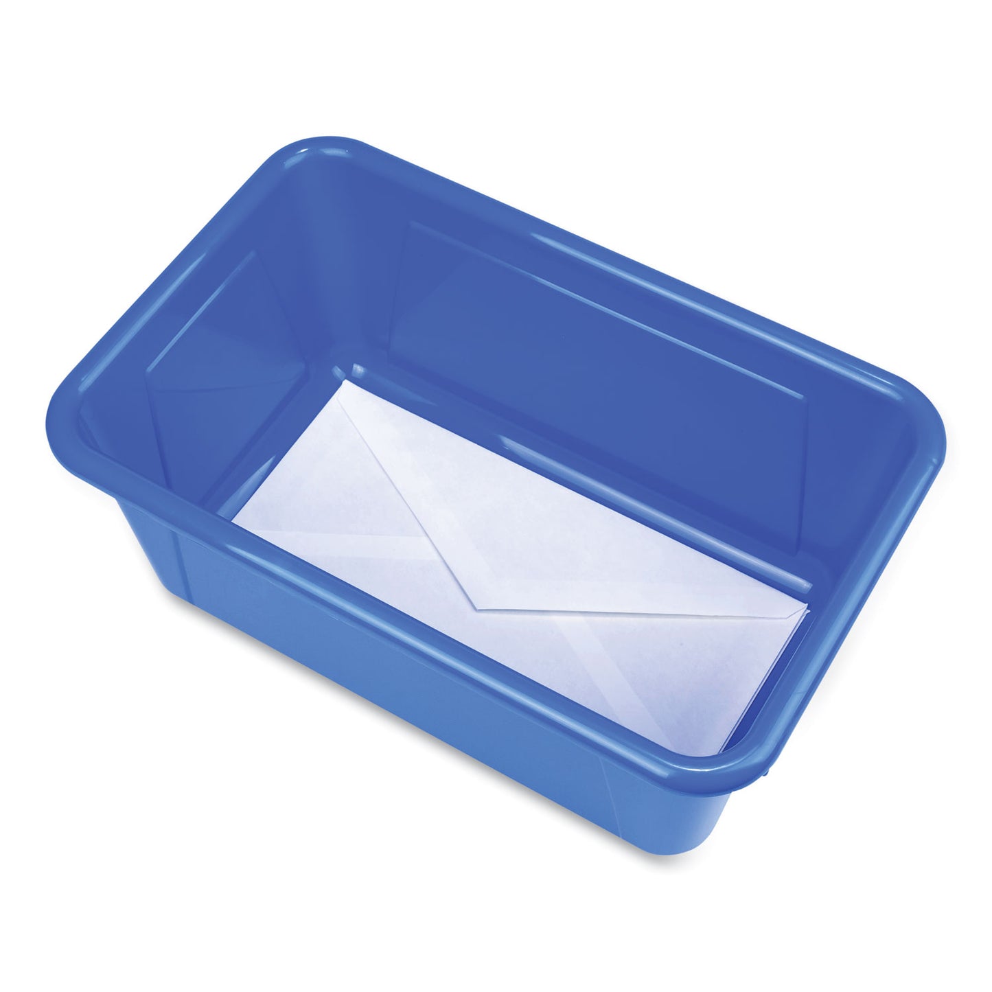 Storex Cubby Bin with Lid, 1 Section, 2 gal, 8.2 x 12.5 x 11.5, Blue, 5/Pack (62408U05C)