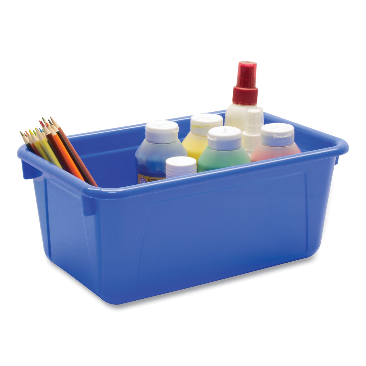 Storex Cubby Bin with Lid, 1 Section, 2 gal, 8.2 x 12.5 x 11.5, Blue, 5/Pack (62408U05C)