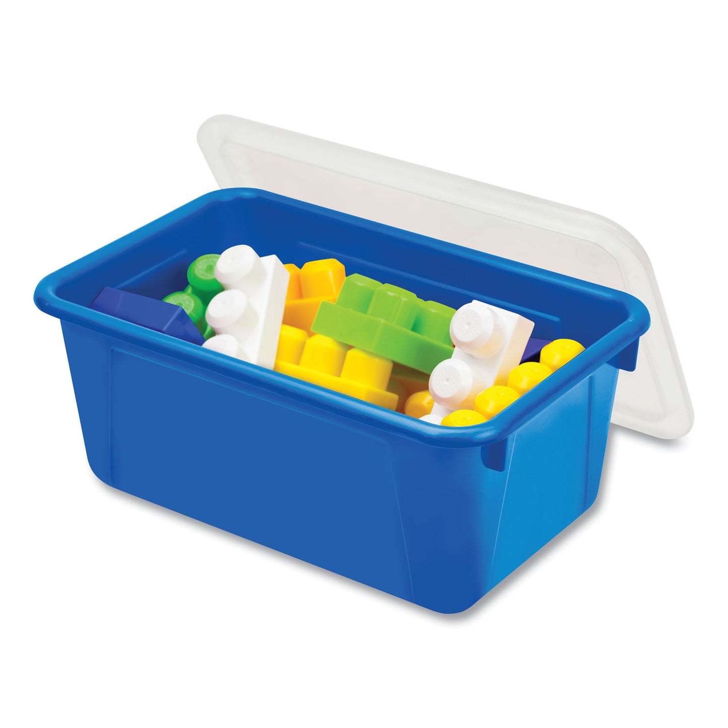 Storex Cubby Bin with Lid, 1 Section, 2 gal, 8.2 x 12.5 x 11.5, Blue, 5/Pack (62408U05C)