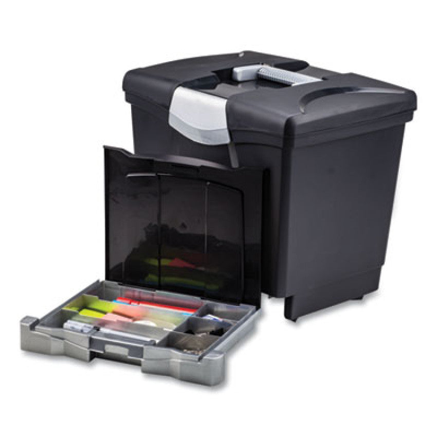 Storex File Box with Tray, Letter, 11.5" x 14.3" x 13", Black, 2/Carton (61523U02C)
