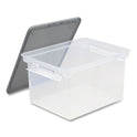 Storex Tote with Locking Handles, Legal/Letter, 13.9" x 18.3" x 10.6", Clear/Silver, 4/Carton (61530U04C)