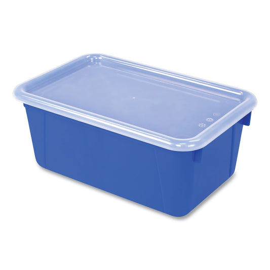 Storex Cubby Bin with Lid, 1 Section, 2 gal, 8.2 x 12.5 x 11.5, Assorted Colors, 5/Pack (62406U05C)