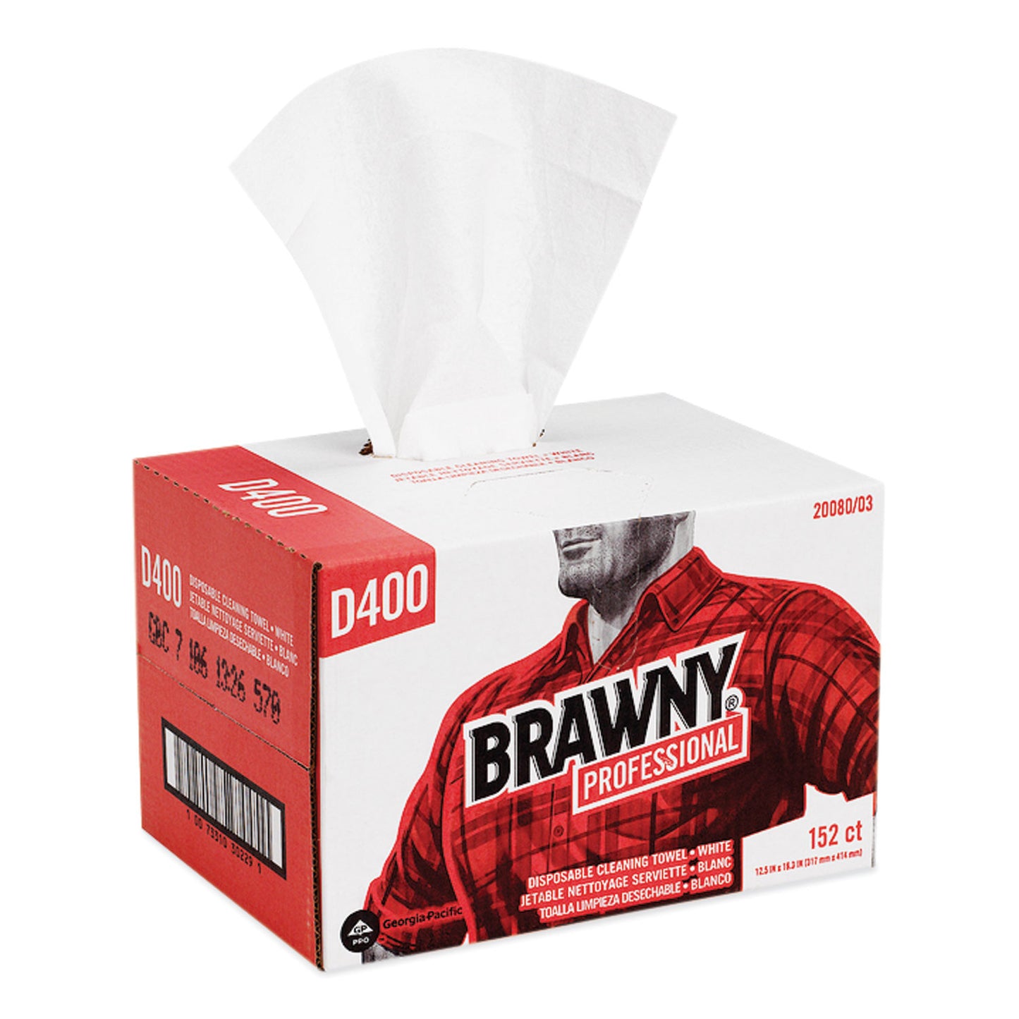 Brawny Premium DRC Wipers, Paper, 1-Ply, 12.5 x 16.75, White, 152/Box (2008003)