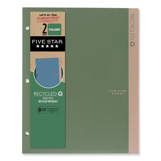 Five Star Recycled Plastic Two-Pocket Folder, 11" x 8.5", Randomly Assorted (330027)