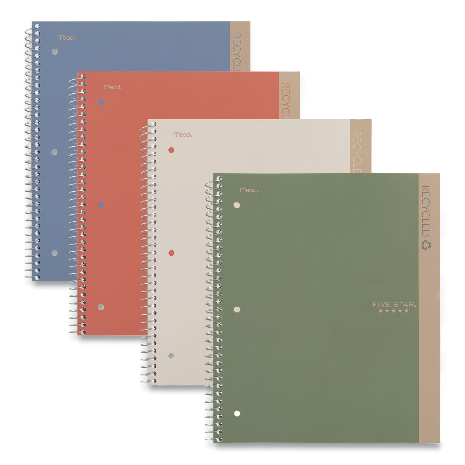 Five Star Recycled Notebook, 1 Subject, Medium/College Rule, Randomly Assorted Cover, 11 x 8.5 Sheets (820053)