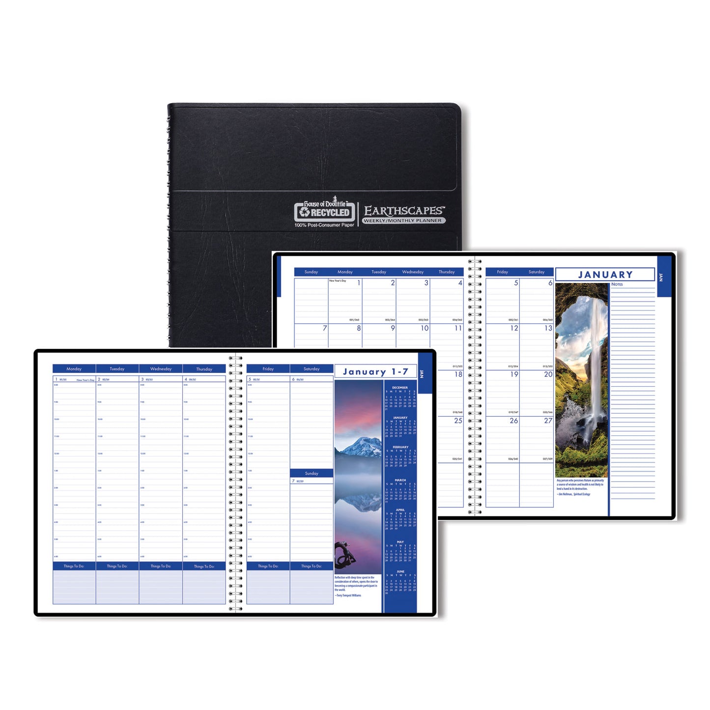 House of Doolittle Earthscapes Recycled Weekly/Monthly Appointment Book, Landscape Photos, 11 x 8.5, Black Soft Cover, 12-Month (Jan-Dec): 2025 (273)