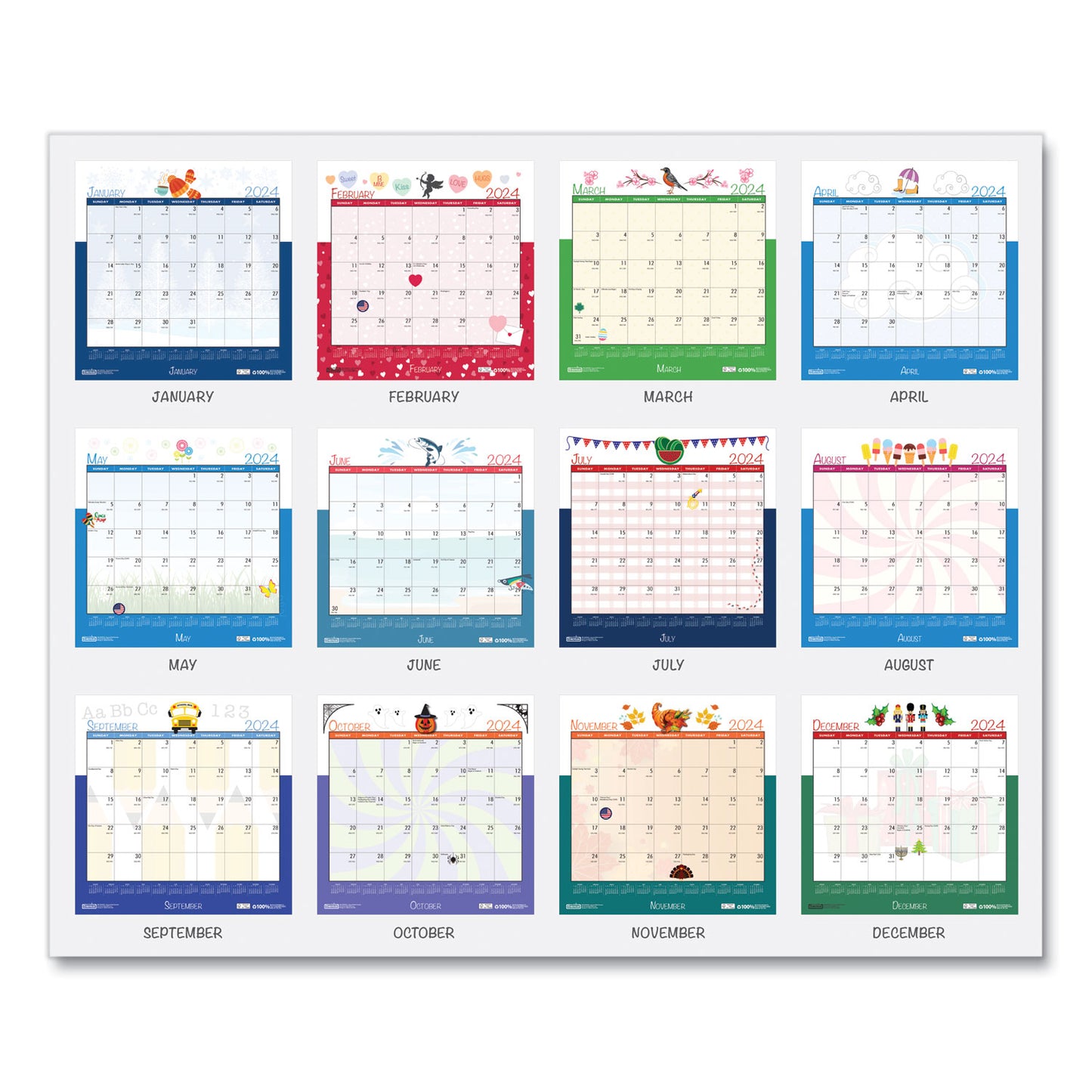 House of Doolittle Recycled Seasonal Wall Calendar, Illustrated Seasons Artwork, 12 x 12, 12-Month (Jan to Dec): 2025 (338)