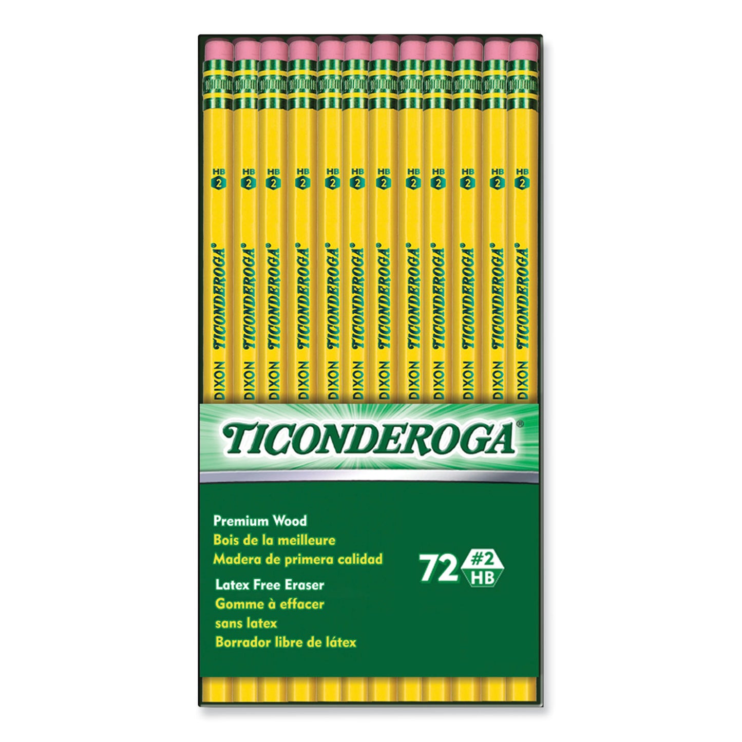 Ticonderoga Pencils, HB (#2), Black Lead, Yellow Barrel, 72/Pack (X33904X)