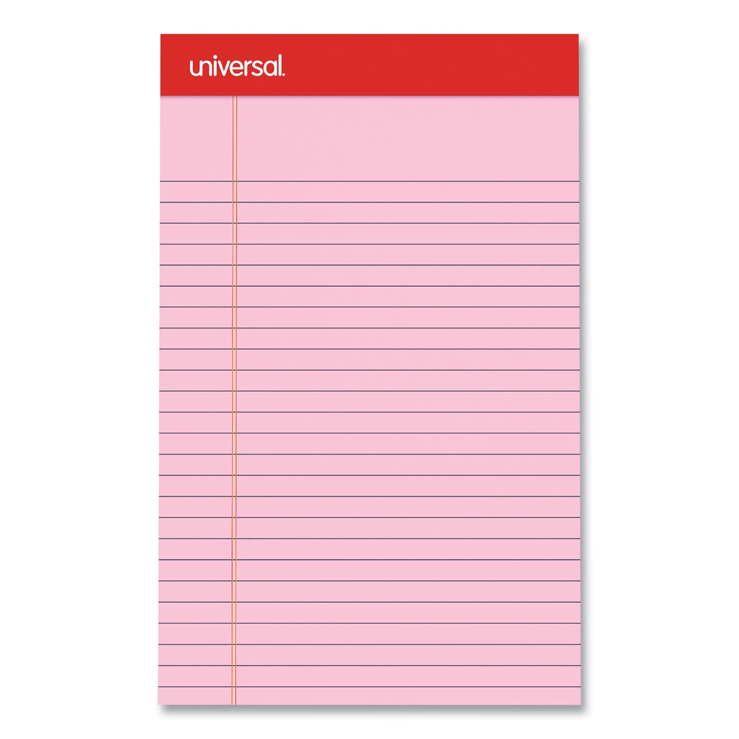 Universal Perforated Ruled Writing Pads, Narrow Rule, Red Headband, 50 Assorted Pastels 5 x 8 Sheets, 6/Pack (63016)